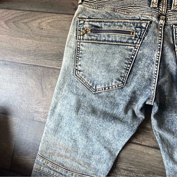 Rock Revival Men's Moto Elliot Distressed Slim Straight Jeans Size 32x32 - Picture 10 of 11